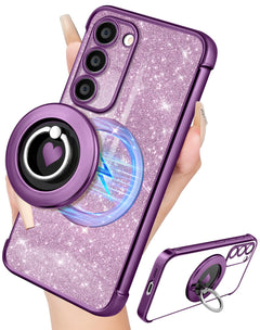 for Samsung Galaxy S21 Ultra Case - Women Glitter Bling Compatible with MagSafe Ring Stand Magnetic Phone Case Girls Cute Girly Sparkle Luxury Elegant for Samsung S21 Ultra Cases - Gold