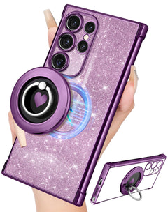 for Samsung Galaxy S21 Ultra Case - Women Glitter Bling Compatible with MagSafe Ring Stand Magnetic Phone Case Girls Cute Girly Sparkle Luxury Elegant for Samsung S21 Ultra Cases - Gold