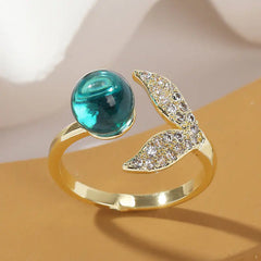 Creative Fashion Ocean Beads Mermaid Tail Ring